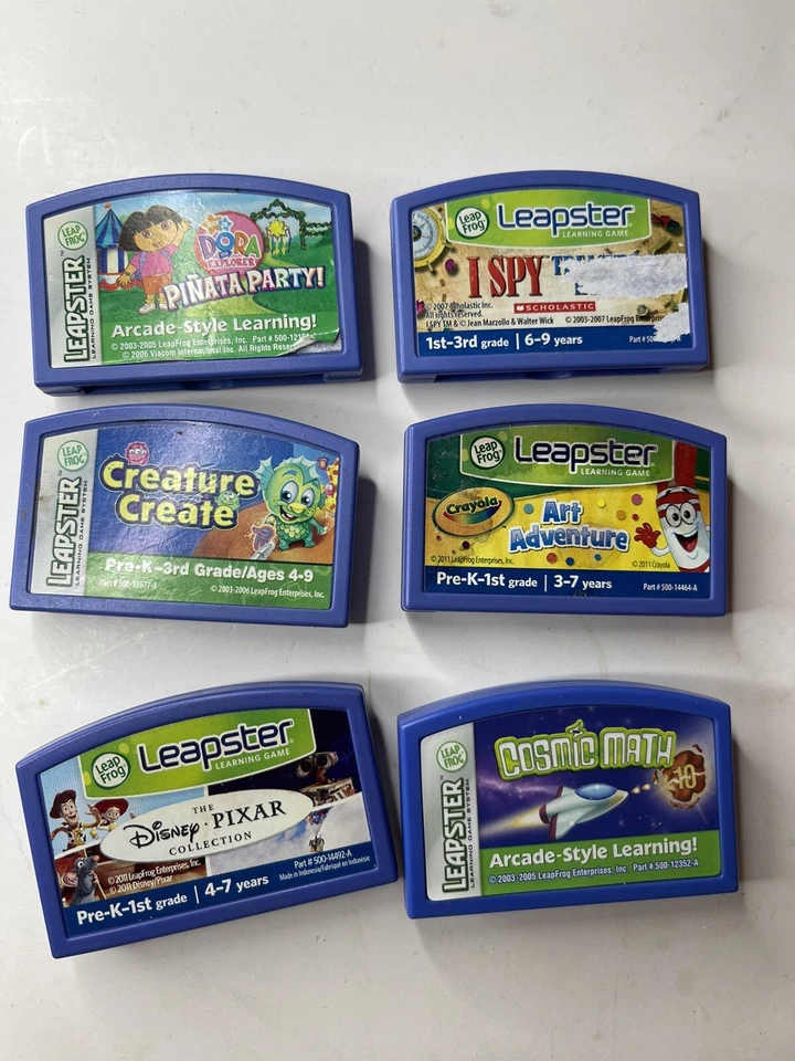 6 Leapster games Dora, I Spy, Learning , Art, Disney - Image 1 of 1