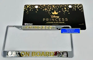 Official Disney PRINCESS ON BOARD Metal License Plate Frame BEST GIFT AUTO - Picture 1 of 2