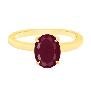 Solid 14KT Yellow Gold 2.00Ct Oval Shape AA Grade Natural Burmese Red Ruby Ring - Picture 1 of 4
