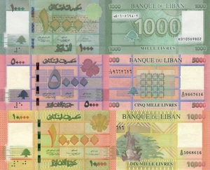 Lebanon 3 PCS Set: 1000 to 10000 Livres p90c, 91b, 92b (2014/2016) UNC - Picture 1 of 4