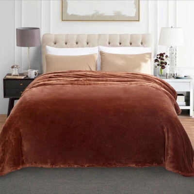 King Queen Size Bed Blanket Soft Flannel Fleece Blankets Throw Sofa Reversible - Image 1 of 4