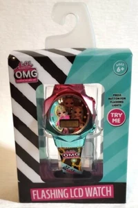 NEW "LOL Surprise OMG Flashing LCD Digital Watch" Girls-Pink & Aqua Face & Band - Picture 1 of 2