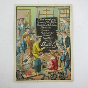 Victorian Trade Card Bovril Health Food Beef Broth Teacher Boys Class NY Antique - Bild 1 von 12