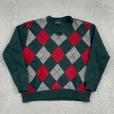 Suéter Club Room Mujer XL Verde Lana de Cordero Argyle Cuello en V Tejido Pullover Preppy Foto 1 de 4