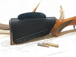 Real Leather Buttstock Holder Butt Stock Protection Cover Cheek Rest Padded - Picture 1 of 6