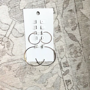 H&M Silver Hoop Earring Set of 2 New with tags - Picture 1 of 4