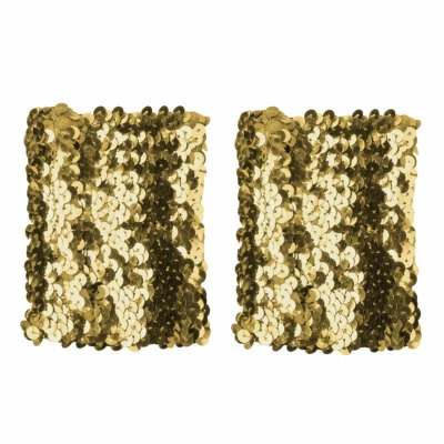 Mujeres Lentejuelas Brillantes Elásticas Sobremanga Muñeca Mangas Puños Escenario Rendimiento Foto 1 de 4