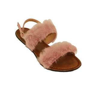 Forever Women's Kindly-15 Furry Straps Adjustable Buckle Flat Sandals - Picture 1 of 10