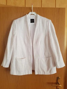 Sommer Blazer Damen Gr.42 Weiß Boucle Kragenlos - Bild 1 von 4