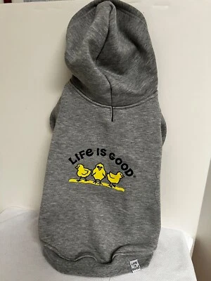 Sudadera con Capucha Life is Good Dog Raza Mediana Grande Gris con Pollitos Nueva con Etiquetas.    722 Foto 1 de 4