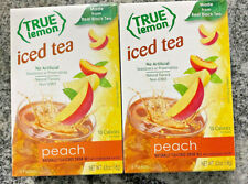 2 Boxes Peach Iced Tea Mix TRUE Lemon Instant Powdered Drink Packets That Quench