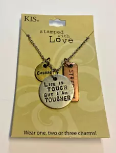 Collana KIS Timbrato Con Amore Charm 16" Rame Oro Argento Forza Coraggio - Foto 1 di 3