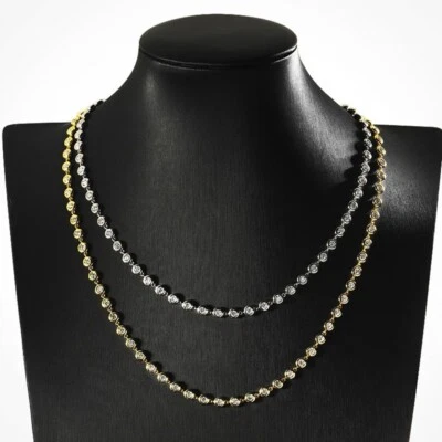 3mm Round Moissanite Bubble Tennis Necklace 925 Sterling Silver 18K Gold Plated - Image 1 of 4