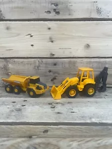 2x ERTL John Deere New Ray Excavator Truck Yellow Dump Construction Haul Digger - Picture 1 of 17