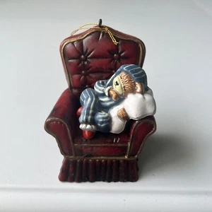 Bear Sleeping On Chair Wangs International Christmas Ornament Vintage 1988 - Picture 1 of 6