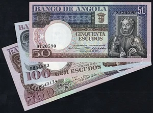 1973 ANGOLA BANKNOTES PART SET OF 3 = 50, 100, 500 ESCUDOS - UNCIRC - P105,6,7 - Picture 1 of 2