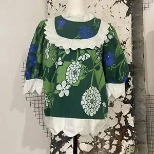 Binny 100% Cotton Retro Scollaped Hem Floral blouse Size 6 RRP$250 - Picture 1 of 8