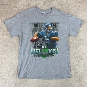 Russell Wilson Shirt Adult Large Gray Seattle Seahawks 12th Man Gildan Graphic - Picture 1 of 8