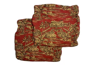 Vintage Toile Pillow Covers Red Tan Zippered Cushion Cases Luxury Print Pattern - Picture 1 of 8