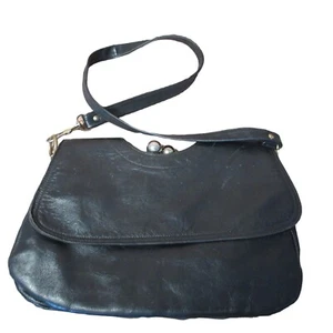 Ruth E Saltz Umhängetasche Handtasche schwarz Leder - Vintage - Bild 1 von 8