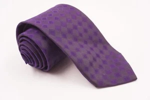 HUGO BOSS Tie Purple Violet Check Plaid 100% Silk 8 CM A205 - Picture 1 of 3
