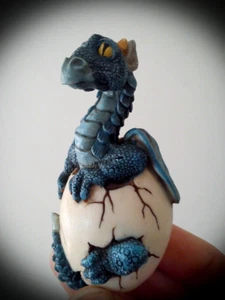 Resin Shudehill Dragon Egg Hatchling Figurine 1997 W U Blue Collection, VGC - Picture 1 of 6