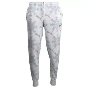 Puma Essentials Logo Lab Holiday Graphic Sweatpants Mens Grey Casual Athletic Bo - Picture 1 of 3