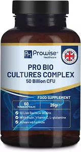 Pro Bio Cultures Complex Probiotics and Prebiotics - 50 billion CFU 60 Capsules - Picture 1 of 9