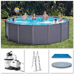 Intex 26384 Piscina Graphite Rotonda 478x124cm, Pompa , Scaletta, Copertura - Foto 1 di 5