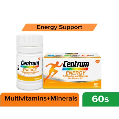 New Centrum Energy B-Vitamins and Minerals + Vitamin C & E 60's Free Shipping - Image 1 of 4