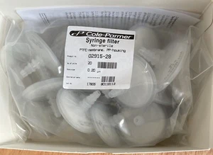 Filtro de jeringa Cole-Parmer membrana de PTFE no estéril, tamaño de poro 0,20 μm- (cantidad-20) - Imagen 1 de 3