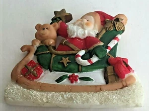 Vintage Christmas Refrigerator Magnet Santa Sleigh Star Teddy Bear 3.0"T - Picture 1 of 6