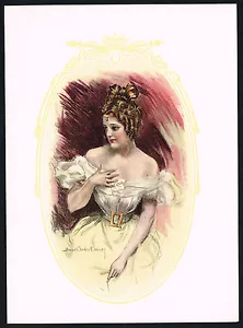 Antique Edwardian Womens Clothing Fashion Art Color Print d - Picture 1 of 1