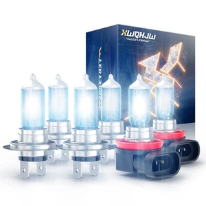 For Mini Cooper 2003 2004 2005 2006 2007 Halogen Headlight Fog Light Bulbs Kit - Picture 1 of 12