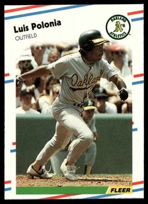 1988 Fleer Luis Polonia RC Oakland Athletics #292 - Image 1 of 2