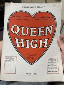 M 1924 CHARLIE RUGGLES musical sheet music ‘QUEEN HIGH’ Cross Your Heart - Picture 1 of 1