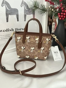 Coach X Peanuts City Mini Tote Bag In Signature Canvas With Snoopy Print CBS83 - Picture 1 of 10