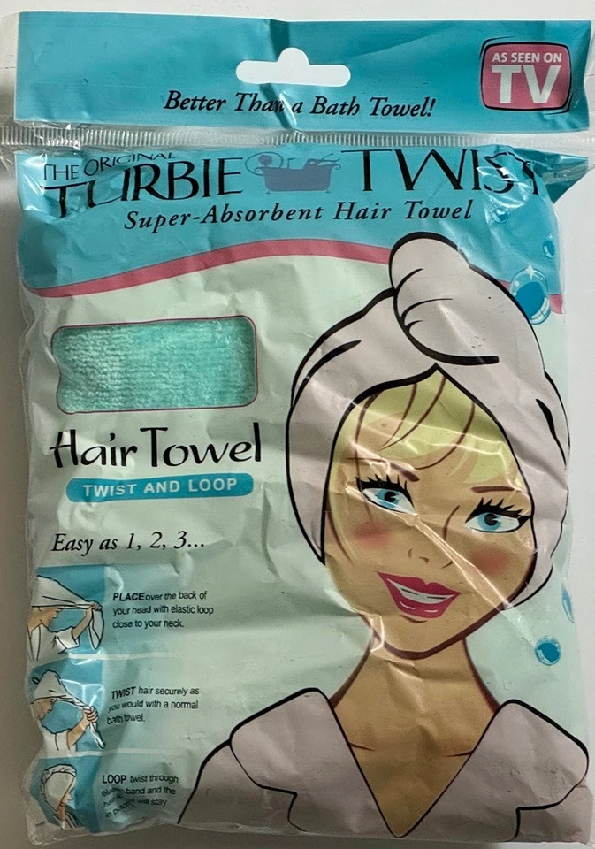 Original Turbie Twist Hair Towel ~ Pale Blue ~ New in Pkg ~ One Size Fits All - Image 1 of 1