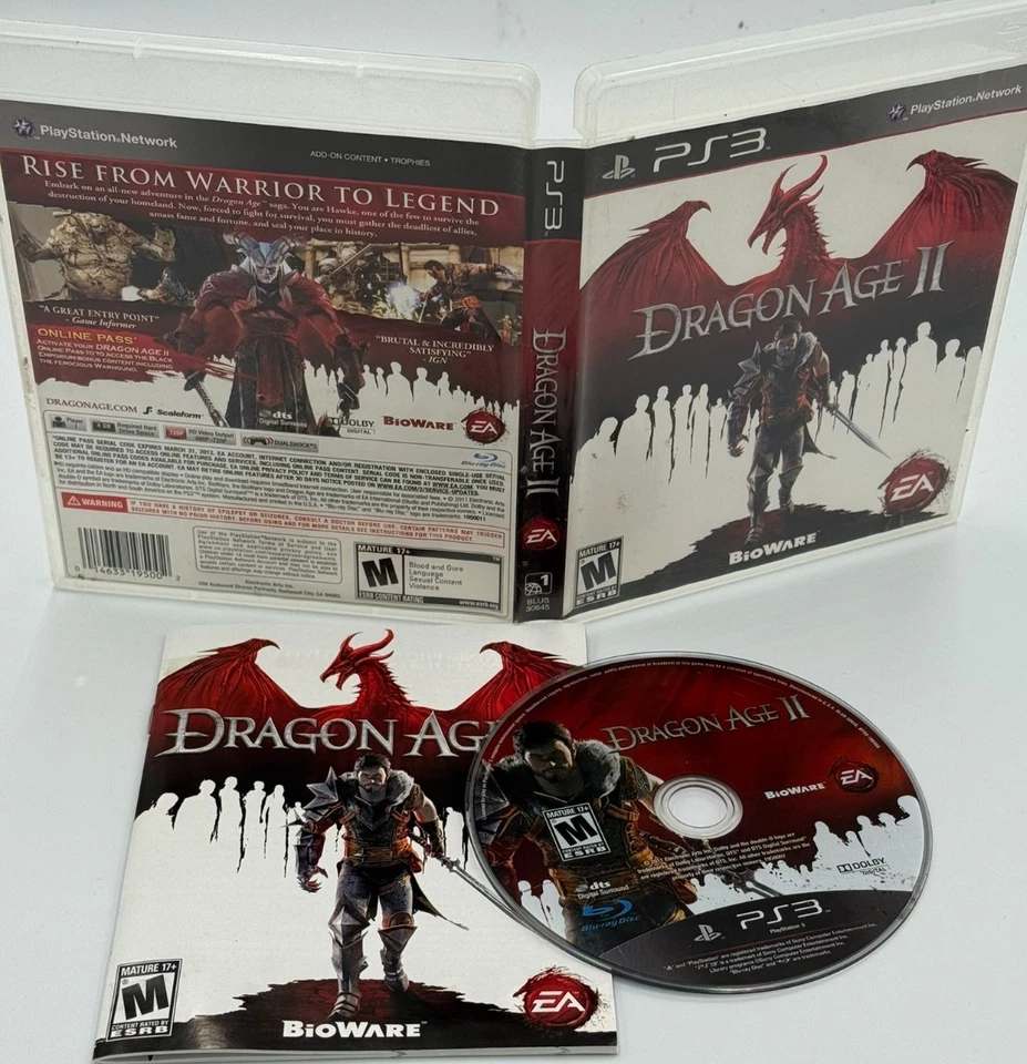 Sony PS3 Dragon Age II 2 Play Station Juego, Estuche, Manual Folleto, Excelente Foto 1 de 1