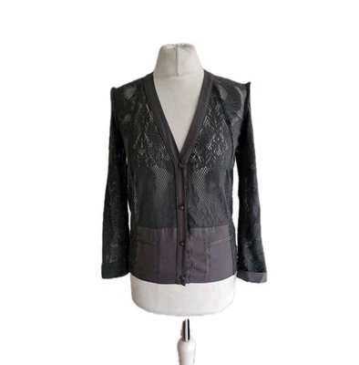 The Kooples Women's Grey Long Sleeve V- Neck Lace Blouse Shirt. Size Small. - Image 1 of 4