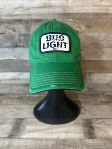 Bud Light Adjustable Strap Distressed Bright Green Adjustable Strap Hat - Picture 1 of 14