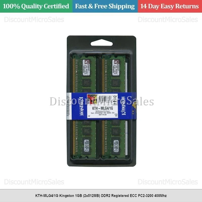 KTH-MLG4/1G Kingston 1GB (2x512MB) DDR2 Registered ECC PC2-3200 400Mhz - Image 1 of 1