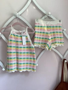 Janie and Jack Striped Crochet Tank & Short Set~size 8~new with tags - Picture 1 of 9