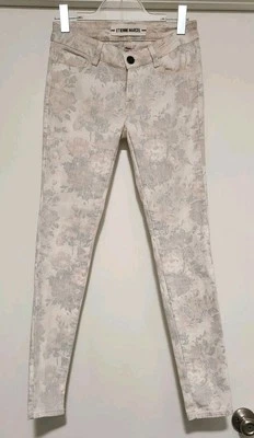 Pantalones de mezclilla Etienne Marcel ajustados crema crudo floral estampados elásticos para mujer 27 x 31 Foto 1 de 4
