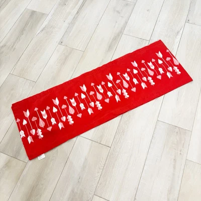 CRATE & BARREL Red AMORE VALENTINES Printed Table Runner 100% Cotton 14” X 90” - Image 1 of 4