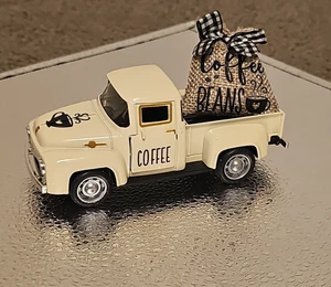 Coffee Decor for Coffee Bar Metal Truck, Coffee Beans Burlap Sack Vintage look - Picture 1 of 11