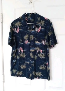 George Tropical Hawaiian Button Up Shirt Men's Medium Short Sleeve 100% Rayon - Picture 1 of 6