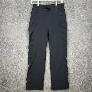 Athleta La Viva Pants Womens 0 BlackDrawstring Ruched Elastic Waist Straight Leg - Picture 1 of 11