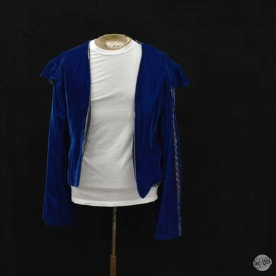 Chaqueta renacentista de terciopelo azul y dorado Foto 1 de 4