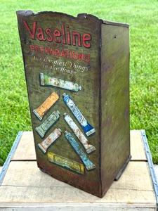 SCARCE Antique 1800’s VASELINE PETROLEUM JELLY Counter Tin Display GENERAL STORE - Picture 1 of 18